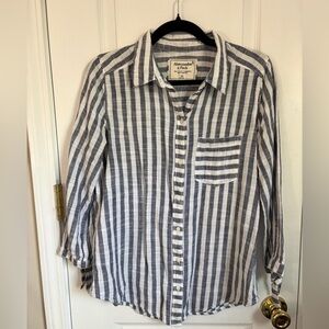 Abercrombie & Fitch Striped Button Up Shirt Tie Sleeve Medium